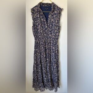 Sam & Jess Blue Floral Cottagecore Prairie Long Flowy Lined Maxi Dress Sz Large